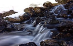 Превью обои водопад, пороги, течение, камни