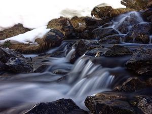 Превью обои водопад, пороги, течение, камни