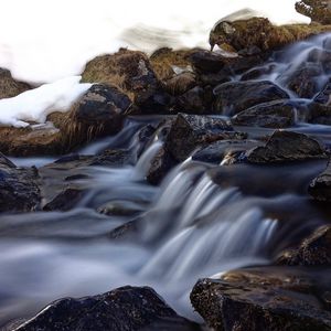 Превью обои водопад, пороги, течение, камни