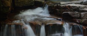 Превью обои водопад, поток, глыбы, камни