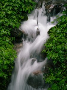 Превью обои водопад, поток, камни, природа, зелень