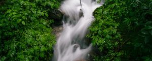 Превью обои водопад, поток, камни, природа, зелень