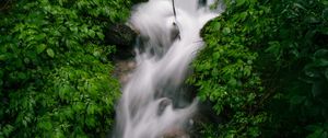 Превью обои водопад, поток, камни, природа, зелень