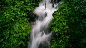 Превью обои водопад, поток, камни, природа, зелень