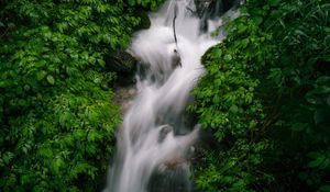 Превью обои водопад, поток, камни, природа, зелень