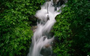 Превью обои водопад, поток, камни, природа, зелень