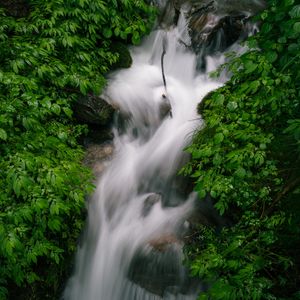 Превью обои водопад, поток, камни, природа, зелень