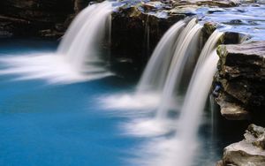 Превью обои водопад, поток, камни, вода, голубая, арканзас