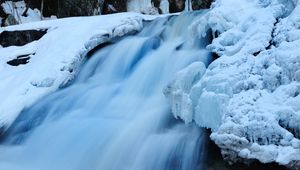 Превью обои водопад, поток, лёд