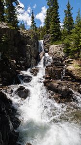 Превью обои водопад, поток, скалы, камни, вода