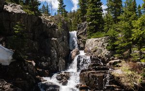 Превью обои водопад, поток, скалы, камни, вода