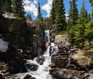 Превью обои водопад, поток, скалы, камни, вода