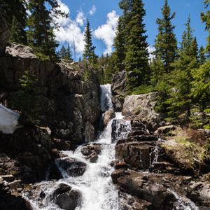 Превью обои водопад, поток, скалы, камни, вода