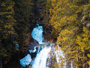 Превью обои водопад, поток, скалы, камни, деревья