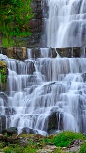 Превью обои водопад, поток, скалы, пейзаж