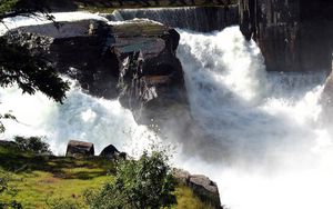 Превью обои водопад, поток, стремительный, пена, скалы