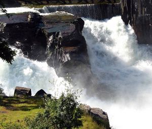 Превью обои водопад, поток, стремительный, пена, скалы