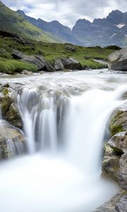 Превью обои водопад, поток, вода, камни, скалы