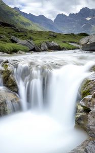 Превью обои водопад, поток, вода, камни, скалы