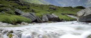 Превью обои водопад, поток, вода, камни, скалы