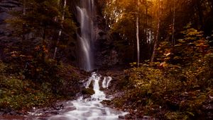 Превью обои водопад, поток, вода, камни, деревья