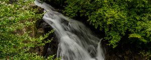 Превью обои водопад, растения, камни, вода