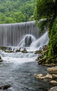 Превью обои водопад, река, камни, брызги