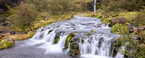 Превью обои водопад, река, каскад, деревья, пейзаж