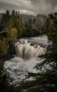 Превью обои водопад, река, лес, вода, пейзаж, природа