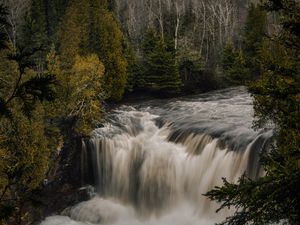 Превью обои водопад, река, лес, вода, пейзаж, природа