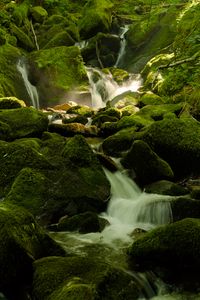 Превью обои водопад, река, мох, камни, природа