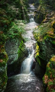 Превью обои водопад, река, ручей, камни, вода