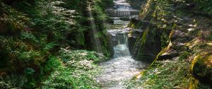 Превью обои водопад, река, ручей, камни, вода