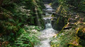 Превью обои водопад, река, ручей, камни, вода