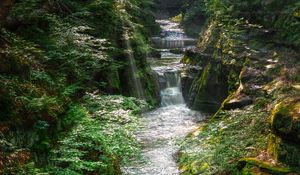 Превью обои водопад, река, ручей, камни, вода