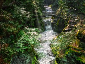 Превью обои водопад, река, ручей, камни, вода