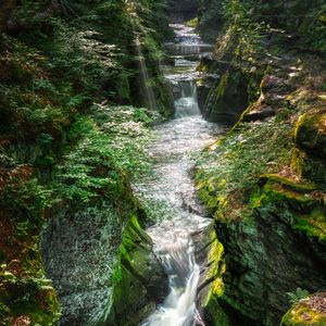 Превью обои водопад, река, ручей, камни, вода