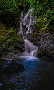 Превью обои водопад, река, ручей, скала, вода