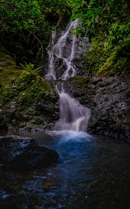 Превью обои водопад, река, ручей, скала, вода