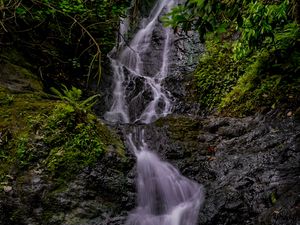 Превью обои водопад, река, ручей, скала, вода