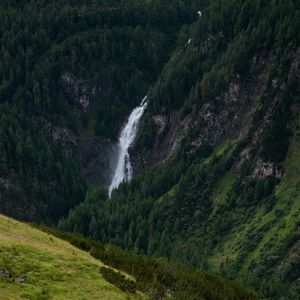 Превью обои водопад, река, скалы, деревья, трава