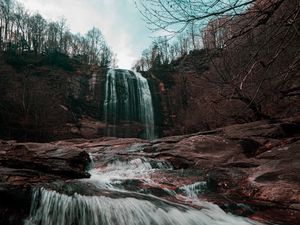 Превью обои водопад, река, скалы, вода, природа, пейзаж