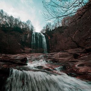 Превью обои водопад, река, скалы, вода, природа, пейзаж