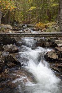 Превью обои водопад, ручей, каскад, мост, пейзаж