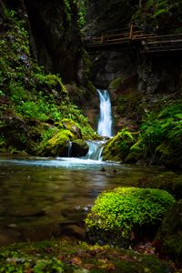 Превью обои водопад, ручей, скала, вода