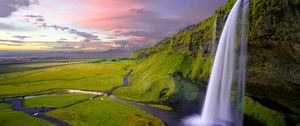 Превью обои водопад, сельяландсфосс, исландия, живописный, пейзаж