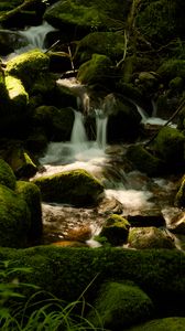 Превью обои водопад сен-николя, франция, водопад, камни, растения, пейзаж, природа