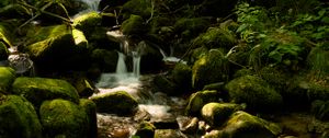 Превью обои водопад сен-николя, франция, водопад, камни, растения, пейзаж, природа