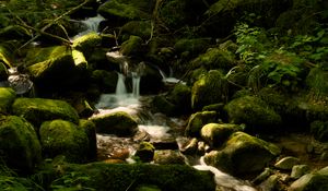Превью обои водопад сен-николя, франция, водопад, камни, растения, пейзаж, природа