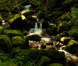 Превью обои водопад сен-николя, франция, водопад, камни, растения, пейзаж, природа
